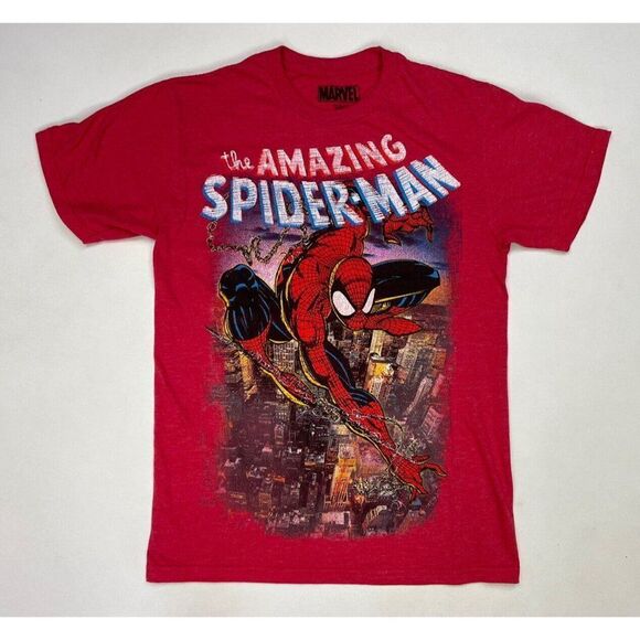 Marvel The Amazing Spider-Man Graphic T-shirt Women Small Red Short Sleeve - Picture 1 of 5